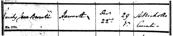 Record of Emily's burial